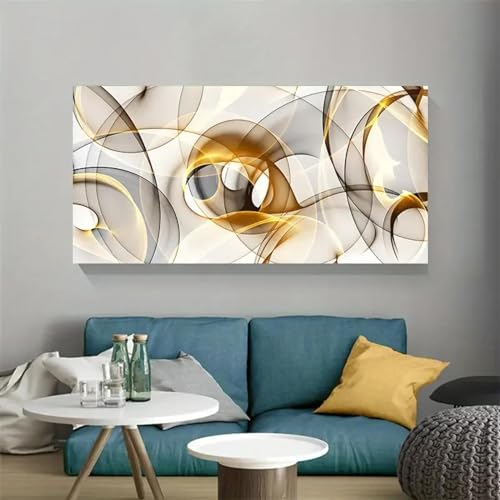 Affiche sur toile grand format pour moderniser un salon peinture abstrait or