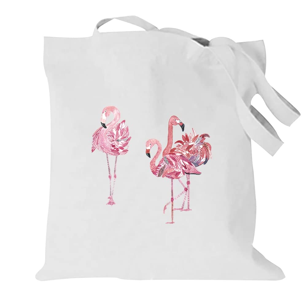 Flamingo Printed Canvas reusable grocery bags, Foldable Casual Travel HandBag, Shoulder Beach Tote Bags, Shopper bag eco friendly super strong washable Storage bags Shopping bag Canvas bag for Women