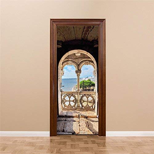 Autocollants de porte imperméable GZZ film de rénovation en bois pour décoration maison salle de bain