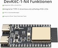RUIZHI 2 Stück ESP-C6 ESP-32-C6-DevKitC-1-N4 Entwicklungsplatine, ESP-32-C6-DevKitC-1-N4 Modul Unterstützt WiFi Bluetooth 512KB 320KB ROM Type-C Schnittstelle 4M Kompatibel mit Arduino – Ansicht 3