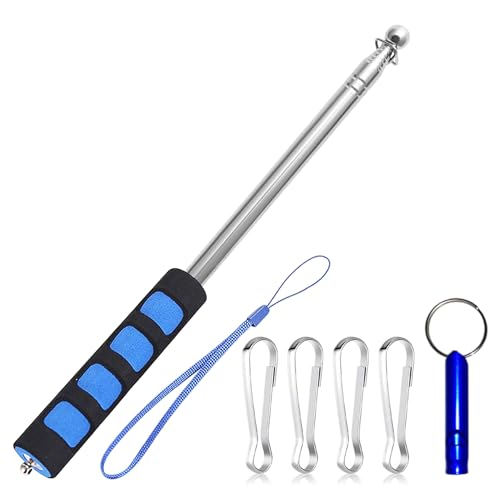 Dantolo Poteau télescopique pour drapeau, mât télescopique de 2,5 m pour voyage, activités de plein air, leçons, entraînement (bleu)