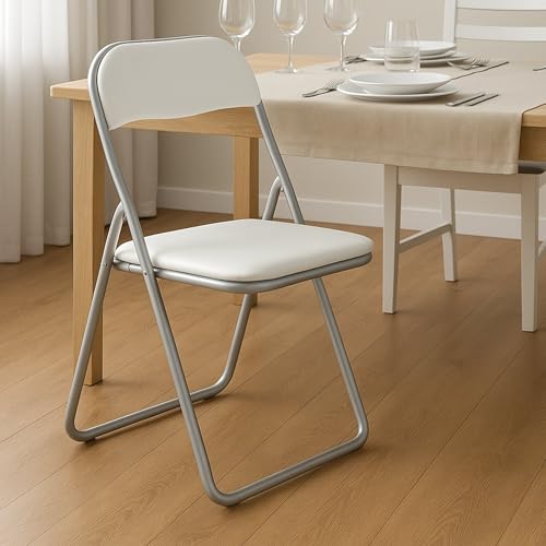 Dmora - Sedia Pieghevole Leganes, Seduta salvaspazio, Sedia per riunione, Poltrona Sala d'attesa, 43x47h78 cm, Bianco