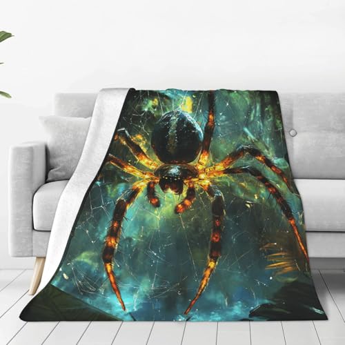 Spider Web Blanket Tarantula Spider Decor Throw Blanket Super Soft Flannel Lightweight Fluffy Plush Cozy Fuzzy Fleece Blanket Gifts for Boys Man Adults Woman Girl Kids for Bed Couch 60"X80"
