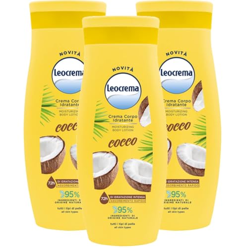 Crème hydratante corps noix de coco Leocrema finie la peau sèche avec l'effet 72H