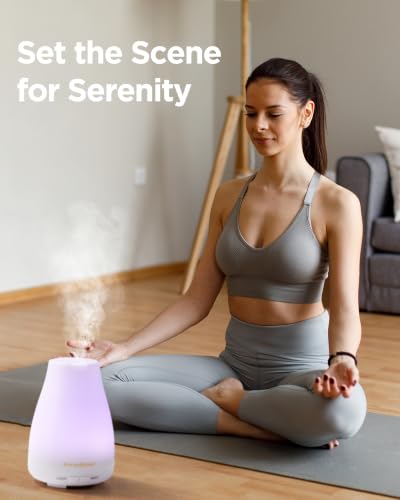 Image of InnoGear Essential Oil Diffuser, 2 Pack Ultrasonic Diffusers for Home Aromatherapy Humidifier for Bedroom Room 7 Colors LED 2 Mist Mode Auto Off, Basic White