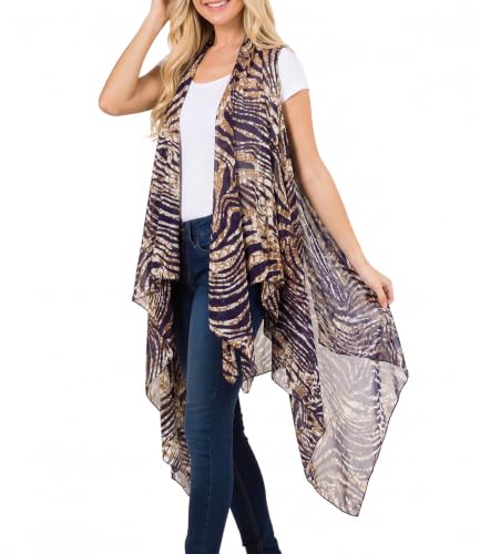Image of Scarfand's Women's Sheer Open Front Lightweight Sleeveless Long Duster Cardigan Vest