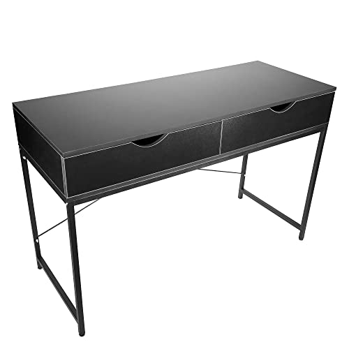 Interior Elements Black Metal Frame Desk with Sliding Storage Drawers