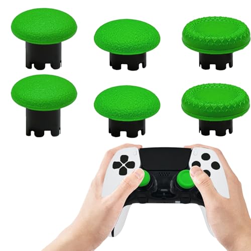 6 Pack Swappable Thumbstick Caps for PS5 Edge Controller Joysticks(Green)