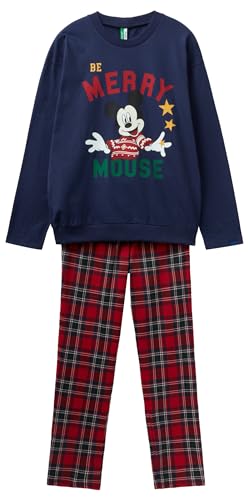 United Colors of Benetton Pig(Maglia+Pant) 34NB4P01R Set di Pigiama, Blu Scuro 252, M Uomo