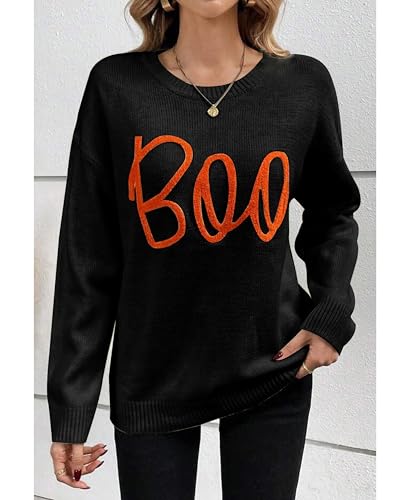 Image of SELINK Women's Holiday Sweater Crew Neck Print Casual Long Sleeve Pullover | cute tops, knit graphic sweaters, sequin letters, festive outfits, comfort fit for party daily wear
