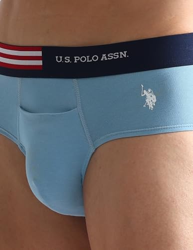 Image of U.S. Polo ASSN. Mens OEB06 Flag Waist Single Jersey Underwear Briefs - Pack of 2