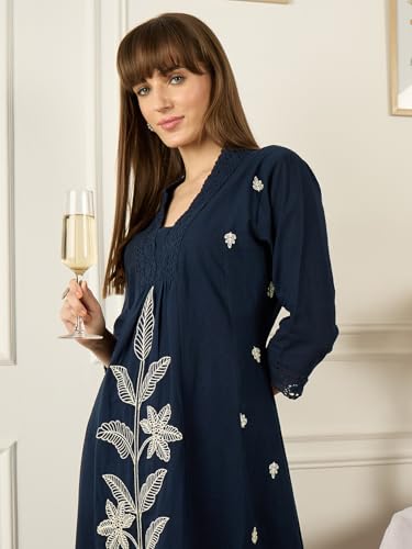 Image of INDO ERA Women's Viscose Rayon Floral Printed A-Line Kurta & Palazzo Set