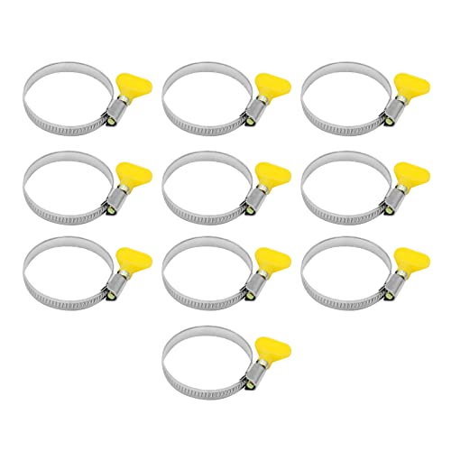 Image of 10-Pack Stainless Steel Hose Clamp 1.25 inch to 2 inch, Butterfly Thumb Screw Hose Clamps Yellow Key-Type Adjustable Clamps, 32-50 mm (1-1 /4 inch to 2 inch), 9mm Bandwidth for Plumbing Automotive