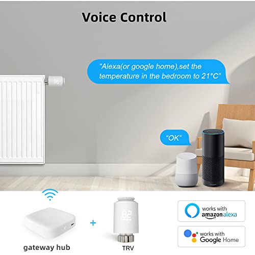 Chauffage de température connecté avec la tête de valve de radiateur Zigbee programmable blanc - 4
