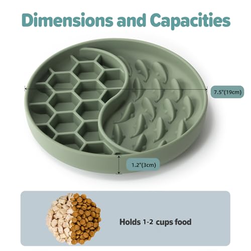 Slow-Feeder-Dog-Bowls-Silicone-Pet-Food-Bowls-with-Suction-Cups-for-Small-Medium-Breed-Non-Slip-Dog-Feeding-Bowls-Slow-Down-Pet-Eating-Speed-Anxiety-Relief-Fun-Added-Green-2-Cup Slow Feeder Dog Bowls Silicone Pet Food Bowls with Suction Cups for Small Medium Breed Non Slip Dog Feeding Bowls Slow Down Pet Eating Speed Anxiety Relief Fun Added Green 2 Cup