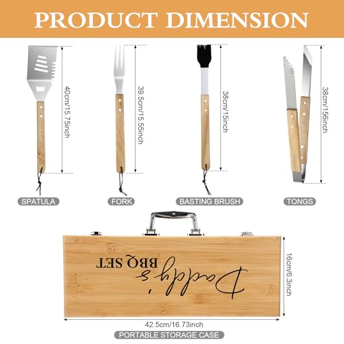 Set de herramientas para parrilla 4 piezas acero y madera miniatura 2