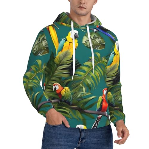 Sweat à capuche homme imprimé plantes tropicales pour le quotidien