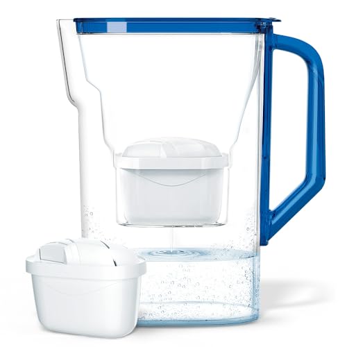Wessper Carafe filtrante eau 2,7L – Compatible avec Brita Maxtra – Pichet filtre eau avec 1 cartouche – Réduit Calcaire & Chlore – Bleu