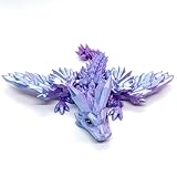 Laser Dreamy 3D Printed Dragon with Wings, Baby 3D Printed Dragons Table Flexible Wing Articulated Fidget Crystal Dragon Decors Home Office School Decoration