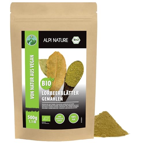 Alpi Nature Hojas de Laurel Orgánicas Molidas 500g, Hojas Molidas, Laurel en Polvo para Cocinar