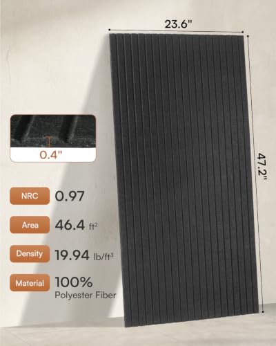 Image of SODOCT 6 Pack Large Acoustic Panels, 47.2 inch X 23.6 inch X 0.4 inch Sound Proof Panels for Walls, High Density Sound Absorbing Panels for Home Studio & Office, Black