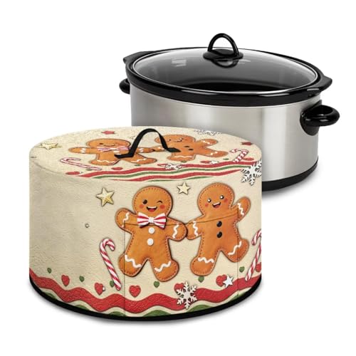 Hwzdsyxl Gingerbread Man Candy Cane Print Slow Cooker Cover Fits
