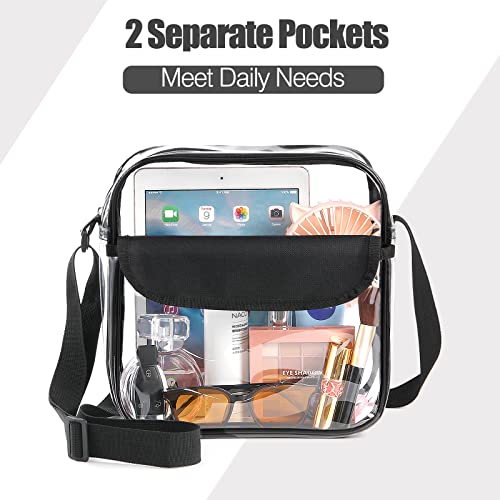 MoKo Clear Bag Stadium Approved for Women, Crossbody Bag Purse Shoulder Bags with Front Pocket and Adjustable Strap for Concerts Festival Sports Events, Clear3
