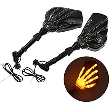 Rearview Mirrors Integrated LED Skeleton Claw Turn Signal Light Fit for Motorcycle with 8mm 10mm Thread Bolts