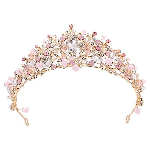 Damen Krone Diadem Prinzessin Krone Mädchen Tiara Kristallkrone Kupfer Zirkon Damen Krone Kinder Kristalle Braut Diadem für Hochzeit Festzüge Mädchen verkleiden Party Zubehör Cover