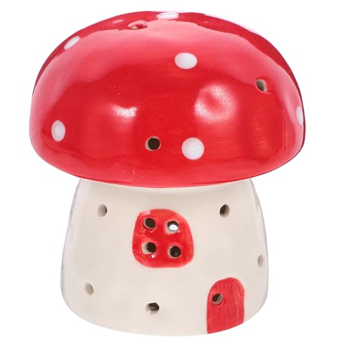 Lámpara de Mesa en Forma de Hongo Roja de Cerámica miniatura 1