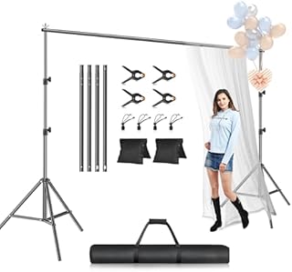EMART 10 x 12ft (H X W) Photo Backdrop Stand Kit, Adjustable Photography Video Studio Background Stand Support System for Photo Booth Muslin