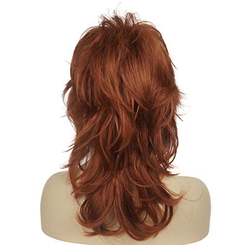 Lydell Long Soft Shaggy Layered Wigs Classic Cap Full Synthetic Wigs (130 Copper Red) #TOP4