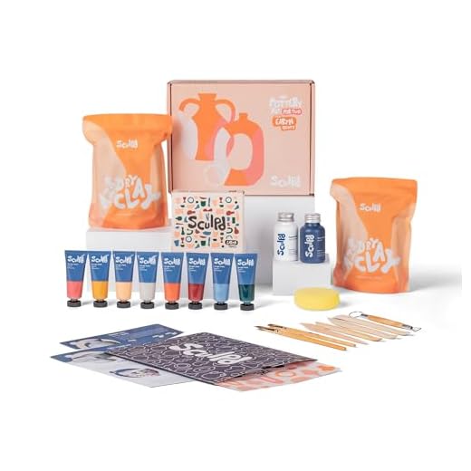 Sculpd Pottery Starter Kit - Complete Air Dry Clay + Painting Beginner Set for 2 Adults: Includes Sculpting Tools, Acrylic Paint, Brushes, Easy Guide, Video Tutorial & More - Date Night Crafts Gift