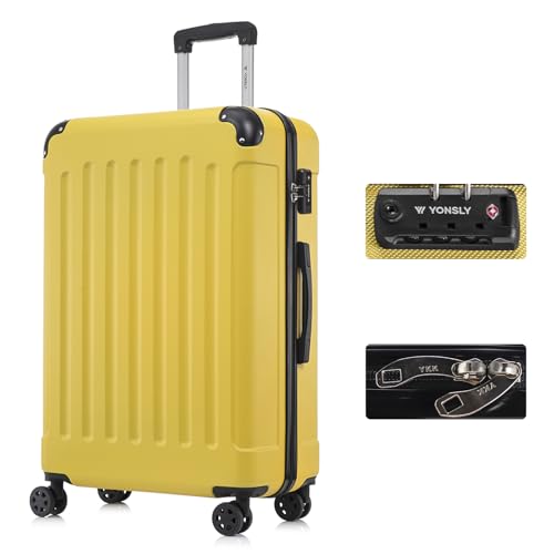 yonsly Koffer Suitcase, Trolley Reisekoffer, Rollkoffer Handgepäck mit 4 Rollen 360°, ABS Hartschalen, Sicherheitsschloss, Weicher Gummigriff, 210D-Futter