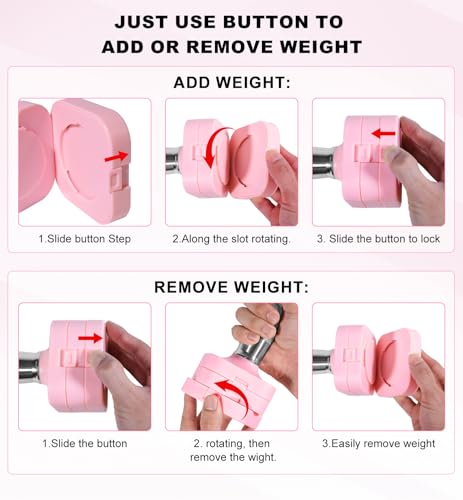 40 LB dumbbells Set 4 in 1 Adjustable Hand Weights Sets for Women Men Free Weights Dumbbell Set Adjust Dumbbell Weight Sets for Home Gym Exercise Workout Strength Training Equipments, Pink by Upspeed - Image 8