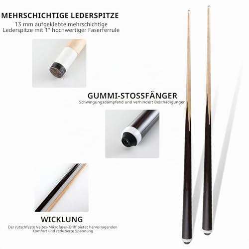 JX Billardqueues für Kinder, 91,4 cm, Shorty-Queues, Billard-Queue-Sticks für Kinder, Hartholz, Billardqueue, 13 mm, Klebespitzen, 2 Stück