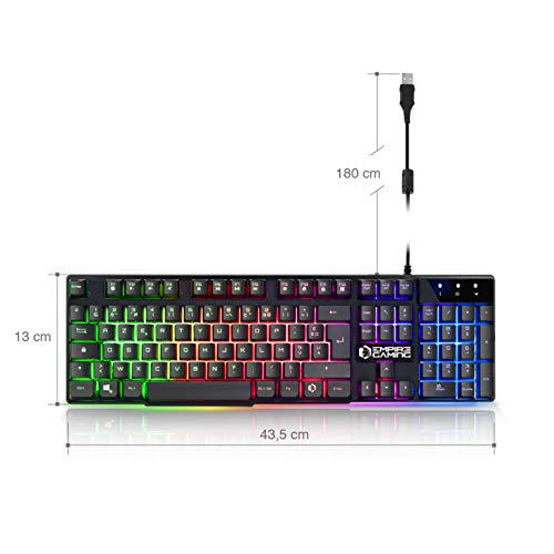EMPIRE-GAMING-Clavier-Gamer-Nouveau-K300-AZERTY-105-Touches-Semi-Mecaniques-Retroeclairage-LED-RGB-19-Keys-Anti-Ghosting-12-Raccourcis-Multimedia-USB-Filaire