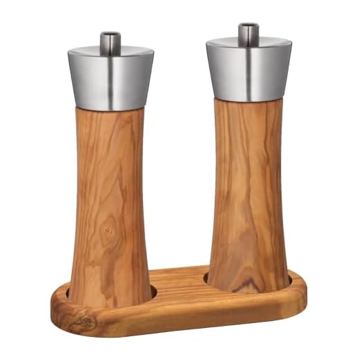 Zassenhaus Set zoutmolen & pepermolen Augsburg olijfhout 18 cm met bijpassende onderzetter