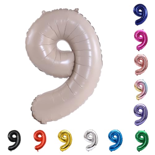 Image of YPSelected 32 Inch Large Foil Helium Number Balloon Birthday Wedding Party 0-9 (Cream, 9)