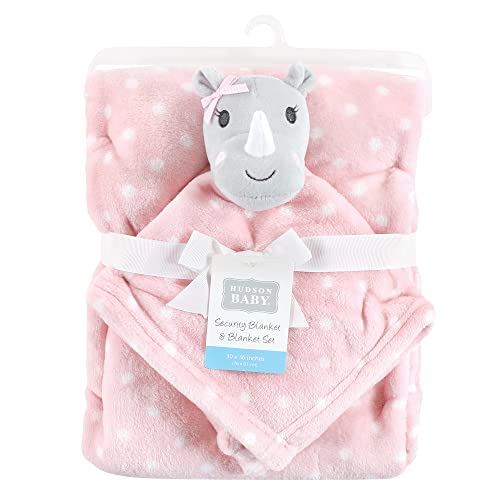Image of Hudson Baby Unisex Baby Plush Blanket with Security Blanket, Rhino, One Size