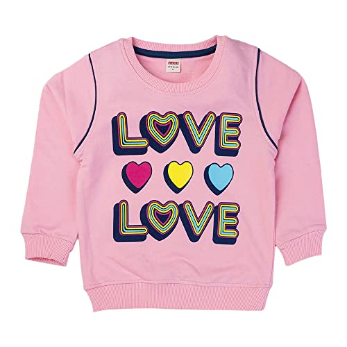 Image of Hopscotch Girls Cotton Text Print Round Neck Sweatshirt