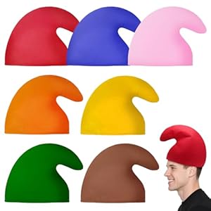SZHUGEKI 7 Stück Zipfelmütze, Zwergenmütze, Elfenmütze, Faschingshüten, Geeignet für Halloween, Karneval, Kostümpartys