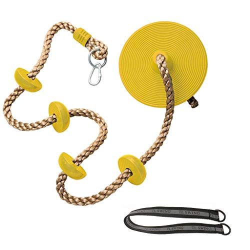 Yangogle Climbing Rope Tree Swing with Platforms and Disc Swings SeatΓ―ΒΌΕPlayground Swing Set Accessories Outdoor for Kids with Carabiner and Hanging Strap (1-Yellow Disc+Coffee Rope) Yangogle Climbing Rope Tree Swing with Platforms and Disc Swings SeatΓ―ΒΌΕPlayground Swing Set Accessories Outdoor for Kids with Carabiner and Hanging Strap (1-Yellow Disc+Coffee Rope)
