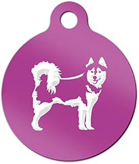 Alaskan Klee Kai Engraved Keychain/Round Tag with Tab Mister Petlife akk Purple