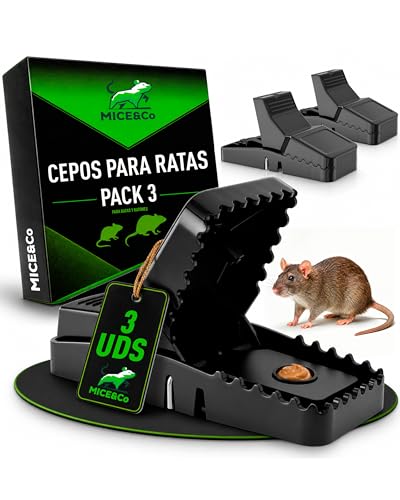 Mice&Co 3X Trampas para Ratas y Ratones | Cepos Potentes Reutilizables