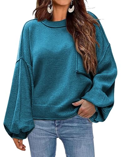 Image of Zeagoo Sweaters for Women 2025 Trendy Fall Fashion Oversized Lantern Long Sleeve Knitted Pullover Tops Outfits