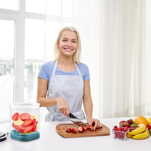 Erdbeerschneider, Tassenschneider, Abnehmbarer Obstschneider mit Druckplatte, Geeignet zum Schneiden von Obst, Pilzen, Eiern, Gemüse, Abnehmbare Klinge (Dunkelblau) – Bild 7