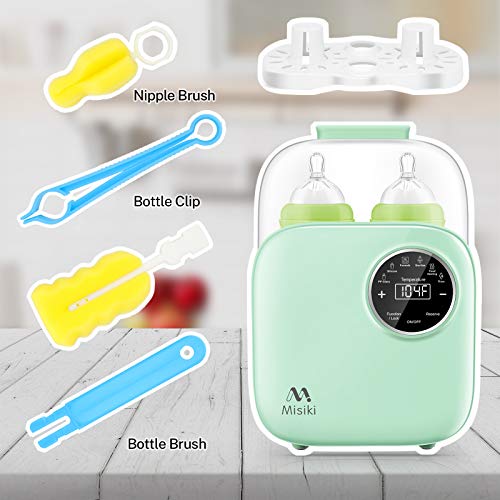 Bottle Warmer, Misiki 6-in-1 Baby Bottle Warmer and Bottle Sterilizer with Smart Temperature Control & Fast Heat for Breast Milk and Formula, Portable Milk Food Heater & Defrost with LCD Touch Display