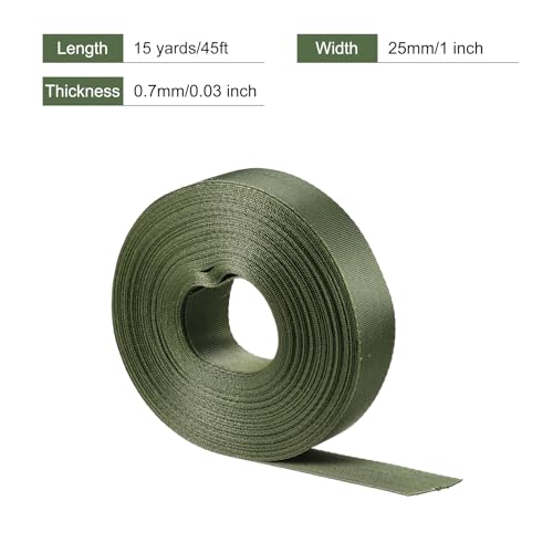 Image of MECCANIXITY Flat Nylon Webbing Strap 1 Inch 15 Yards Dark Green for Backpack, Cargo Strap, Luggage-rack