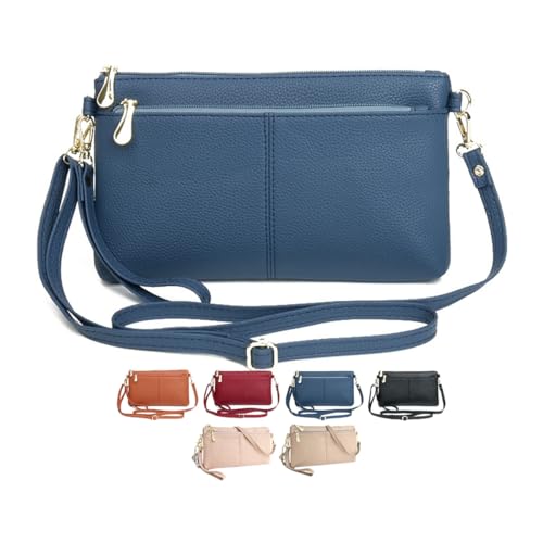 Bolsas transversais para mulheres, carteira feminina bolsa de ombro para mulheres, carteira de pulso, bolsa de moedas, alça de ombro ajustável, Azul, Bolsa tiracolo bolsa de pulso carteira bolsa de